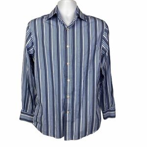 Express‎ Striped Button-Down Shirt Men's Small Blue White Long Sleeve